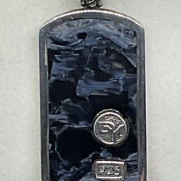 Retired David Yurman Men Sterling Silver 30mm Pietersite Dog Tag  ** See Note ** - Picture 2 of 8